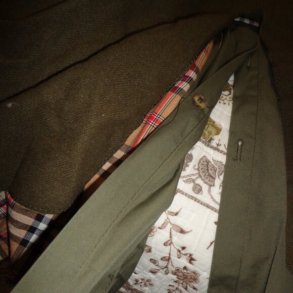 Double-Breasted Topcoat Made in Poland R40 Army Green Removable Zip Wool Lining - Picture 14 of 16